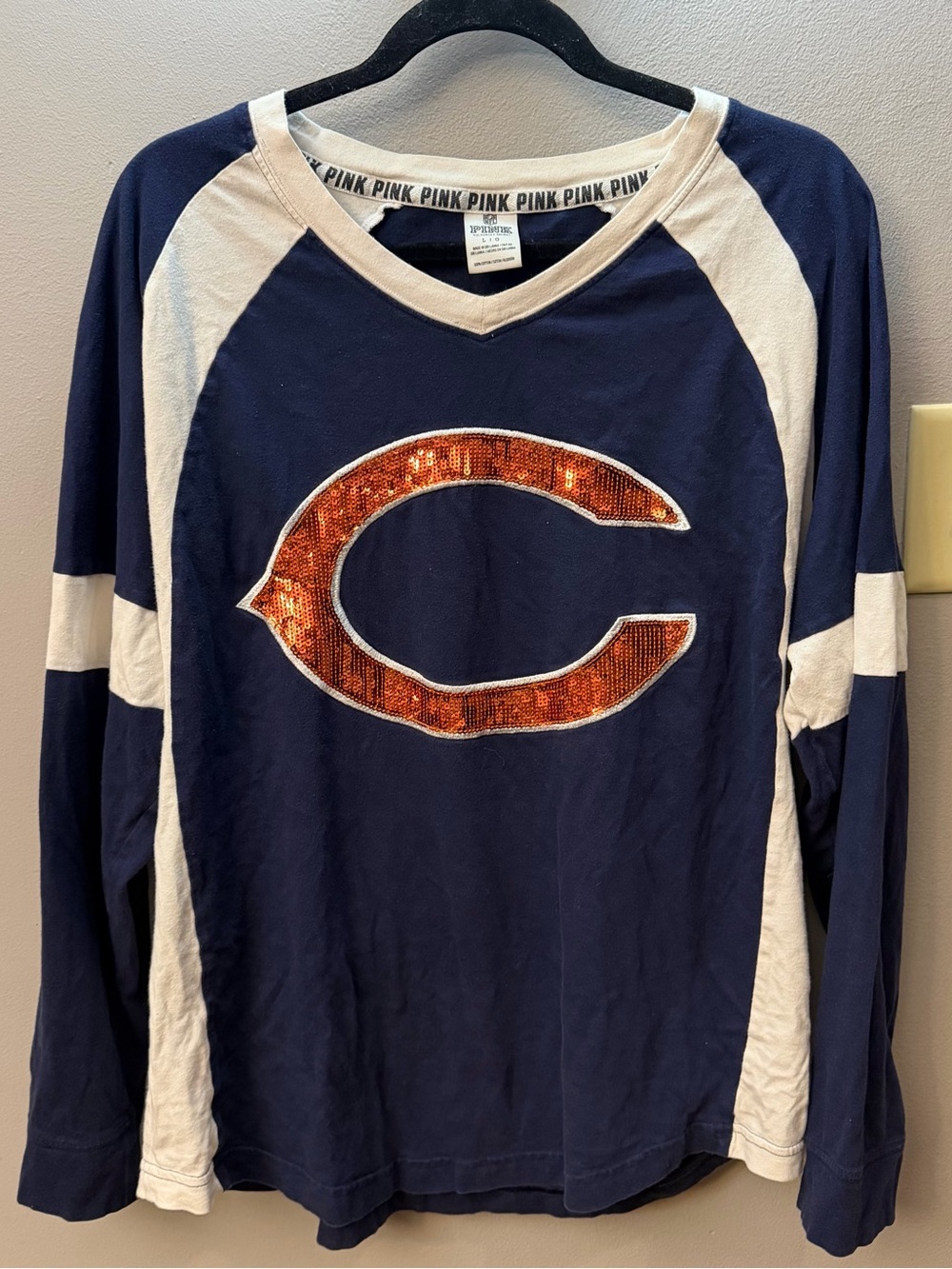 PINK Victoria's Secret Chicago Bears Sequin Long Sleeve Shirt